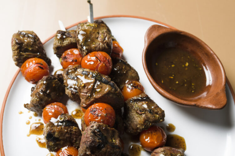 Dried bay leaves bring layers of flavor to Portuguese-style beef skewers
